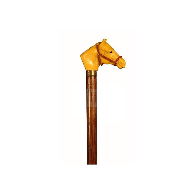 Blackened beech walking stick with horse