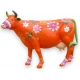 Vache taille nature motif orange à fleurs