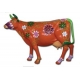 Vache taille nature motif orange à fleurs