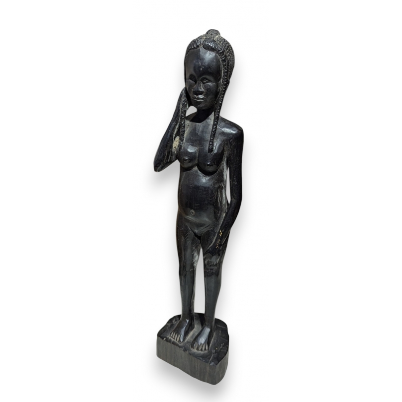 Statue africaine "Femme" en ébène signée KÉNOUÉ