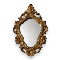 Miroir en résine moulée dorée