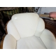 Fauteuil style Art-Deco en bois et cuir blanc