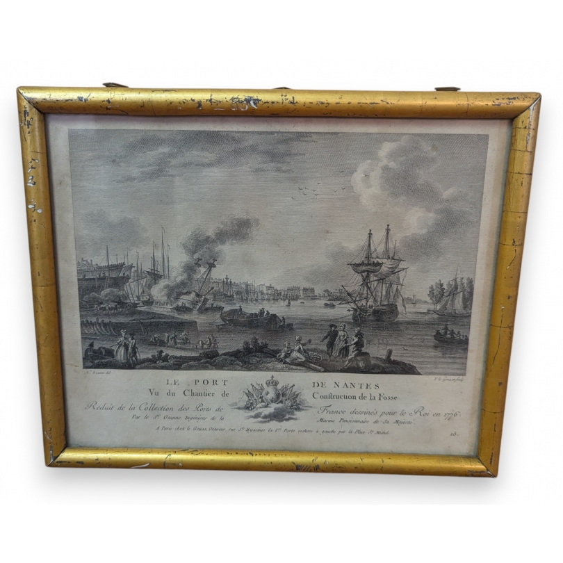 Gravure "Le port de Nantes" par OZANNE