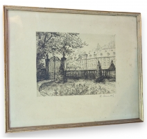 Gravure "Maison de maitre" signée KUNKLER