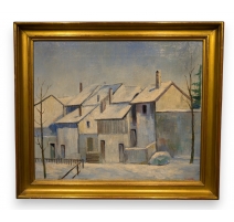 Tableau "Village dans la neige" signé M. DROZ