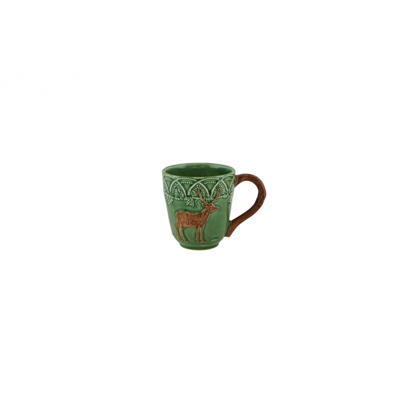 Mug en faïence verte chasse Cerf