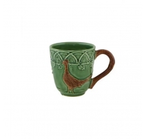 Mug en faïence verte chasse Faisan