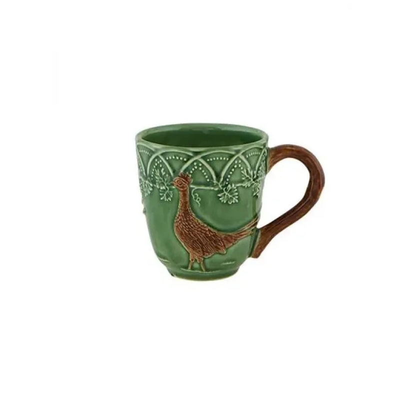 Mug en faïence verte chasse Faisan