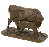 Bronze "Vache et veau" signé P.J. MÈNE