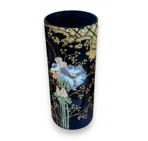 Vase tube bleu cobalt Coquelicots