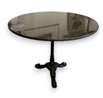 Table de bistrot en marbre noir et pied fonte