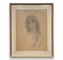 Pastel "Jeune femme" signé SD