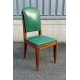 Suite de 6 chaises Art Deco en acajou et cuir vert