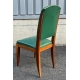 Suite de 6 chaises Art Deco en acajou et cuir vert