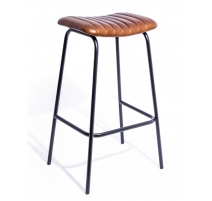 Tabouret de bar industriel cuir brun