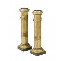 Paire de colonnes style Louis XVI en bois doré