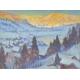 Pastel "Gstaad à l'aube" signé W. S. HORTON