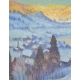 Pastel "Gstaad à l'aube" signé W. S. HORTON