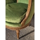 Bergère Louis XVI en bois doré et velours vert