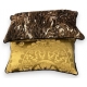 Coussin en tissus brun et jaune