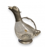 Carafe "Canard" en verre et étain