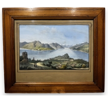 Gravure "Panorama du Lac de Côme"