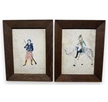 Paire d'aquarelles "Armée Française"