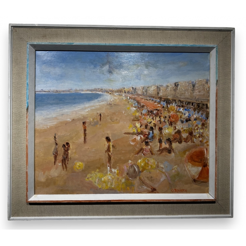 Tableau "Plage" signé A. ROUSSEAU