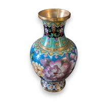 Vase en bronze cloisonné Fleurs