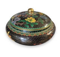 Pot couvert en bronze cloisonné Fleurs