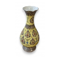 Vase Perse en cuivre émaillé jaune