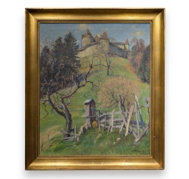 Tableau "Château de Gruyères" signé H ROBERT