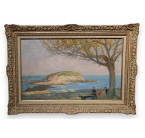 Tableau "Bord de mer" signé E. BOUDET