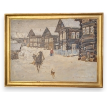 Tableau "Hiver à Kimzha" signé BELIAYEV