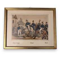 Gravure "Etat-Major - Vaud - 1845"