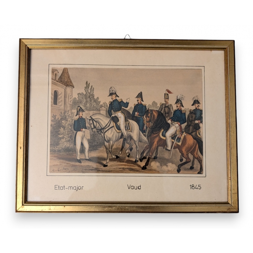 Gravure "Etat-Major - Vaud - 1845"