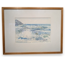 Aquarelle "Bord de mer" signée HENRIOD