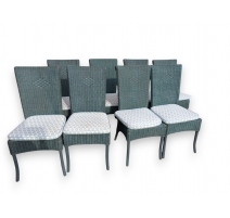 Suite de 8 chaises en rotin vert