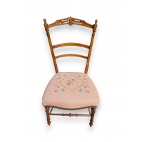 Chaise Napoléon III, tapisserie petit-point