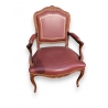 Fauteuil de bureau style Louis XV, cuir rouge