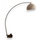 Lampe Arco chromée, pied en marbre blanc