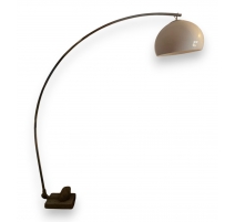 Lampe Arco chromée, pied en marbre blanc