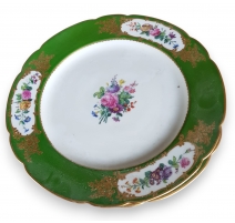 Assiette Verte à fleurs par FEUILLET