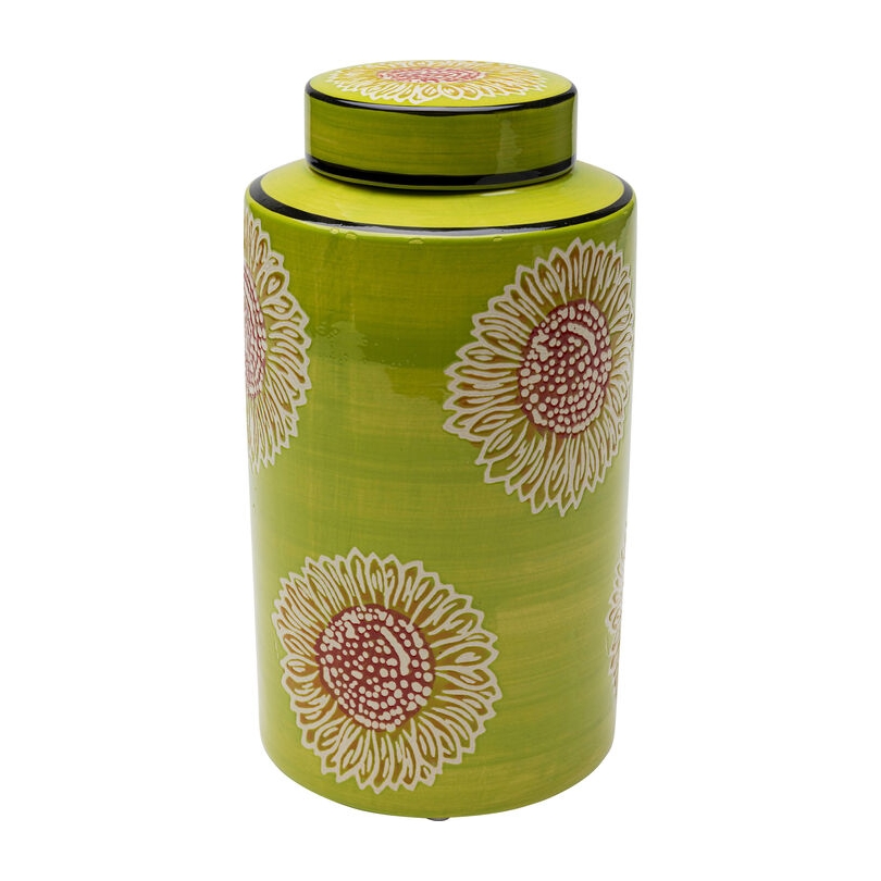 Boite ronde Bloom en porcelaine verte