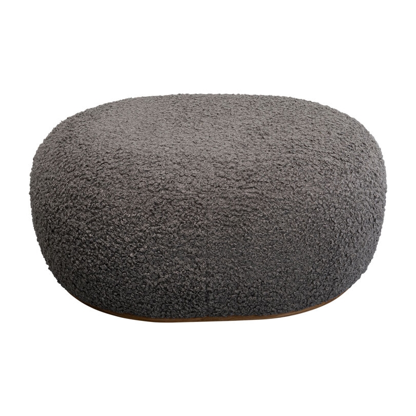 Pouf Pebble en tissu bouclé gris