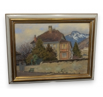 Pastel "Maison de l'artiste" signé F. BIRBAUM