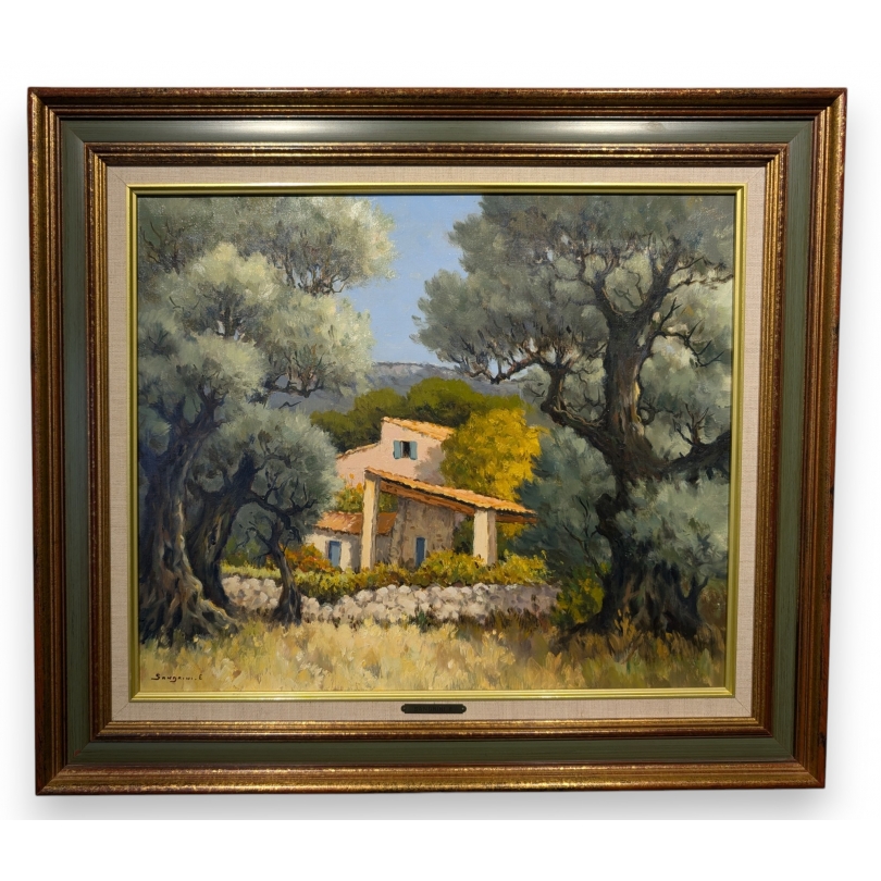 Tableau "La bastide rose" signé SANDRINI E