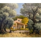 Tableau "La bastide rose" signé SANDRINI E