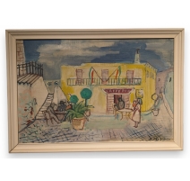 Tableau "Osteria" signé H. HEUSER 50