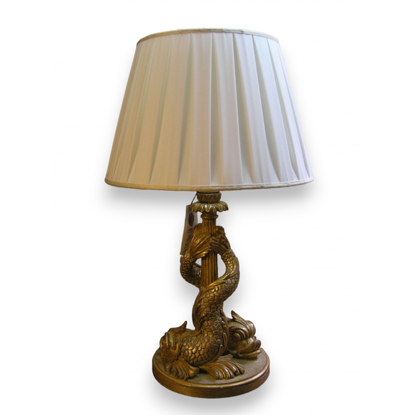 Lampe en bois doré et argenté